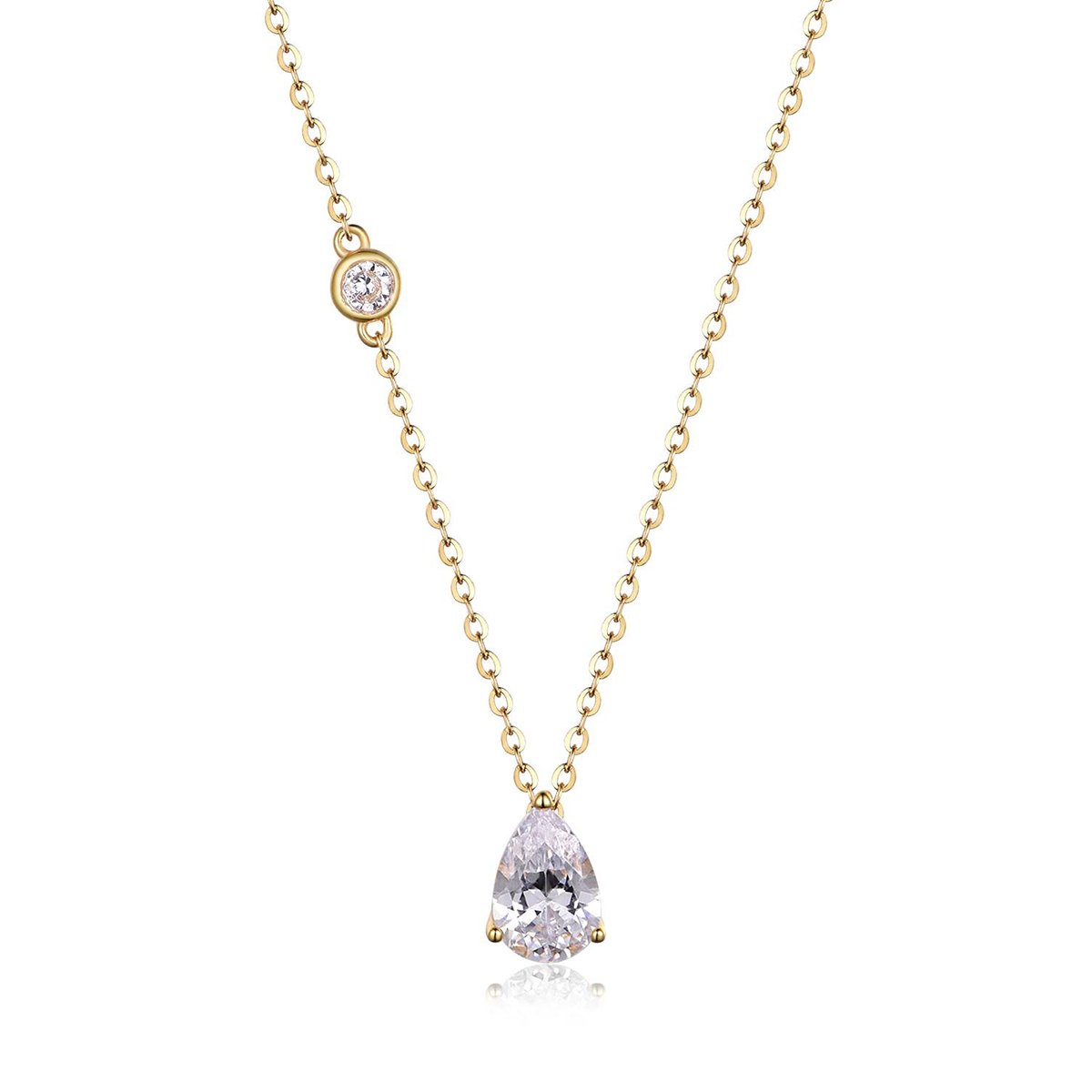 Pear-Cut Moissanite Solitaire Yellow Gold Necklace