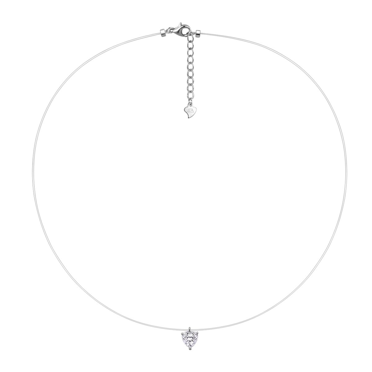 Floating Heart Moissanite Illusion Necklace