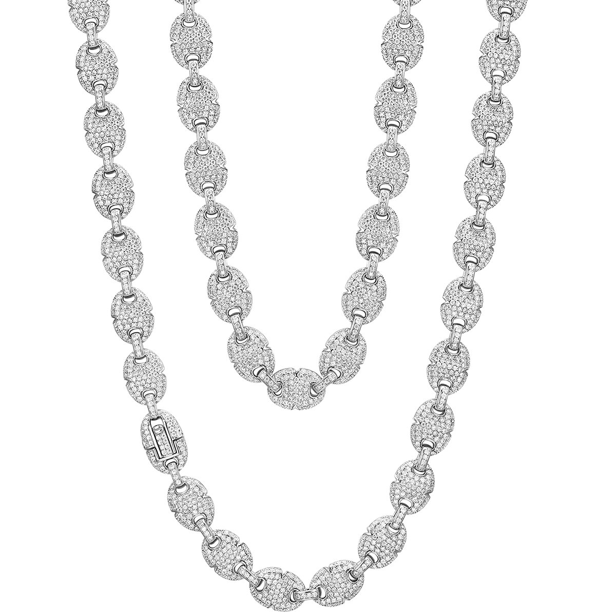 Moissanite Iced Mariner Link Chain Necklace | 10mm Pave Men's Chain