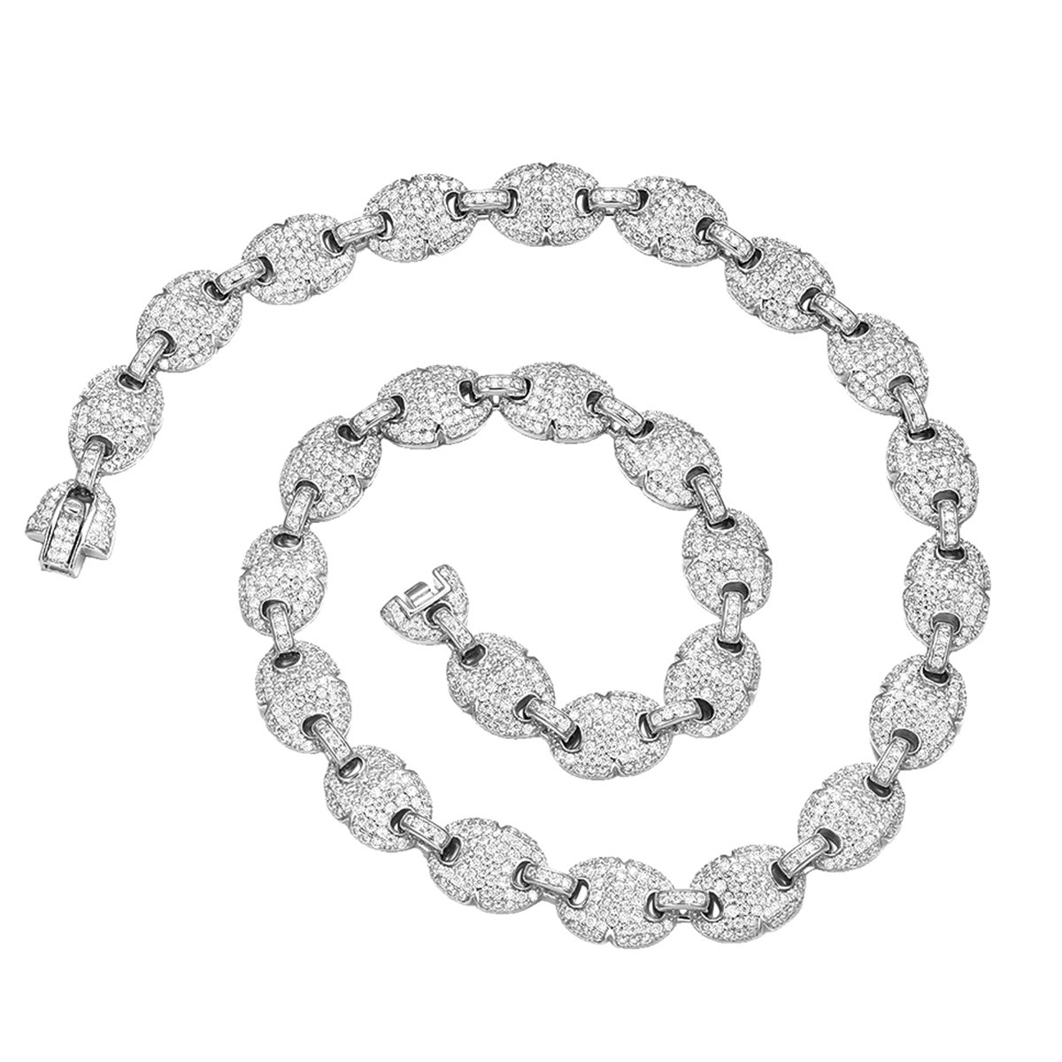 Moissanite Iced Mariner Link Chain Necklace | 10mm Pave Men's Chain - alternate view