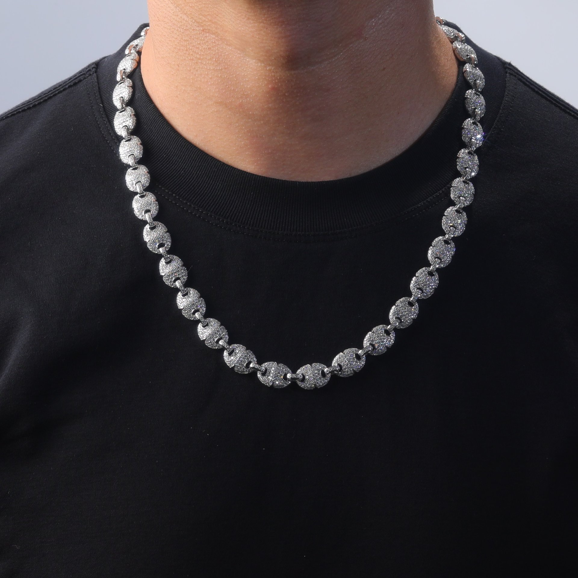 Moissanite Iced Mariner Link Chain Necklace | 10mm Pave Men's Chain - Image 3