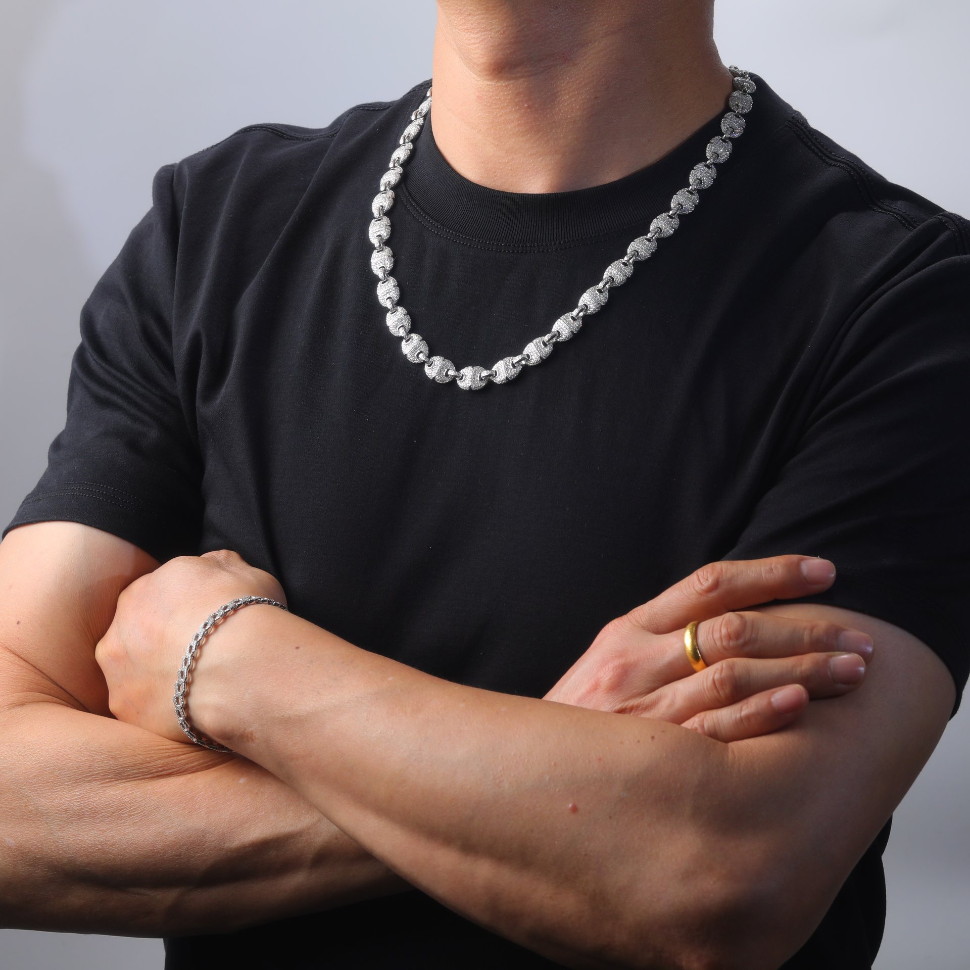 Moissanite Iced Mariner Link Chain Necklace | 10mm Pave Men's Chain - Image 4