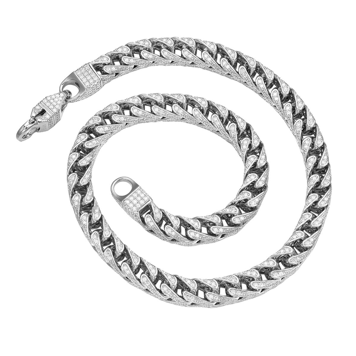 7mm Iced Cuban Link Moissanite Chain in 18K White Gold - alternate view