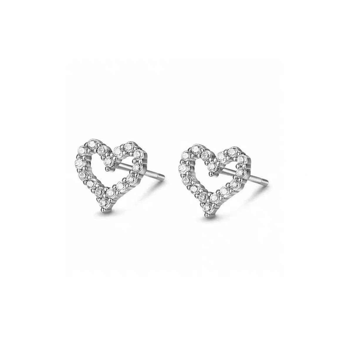 Moissanite Open Heart Pave Stud Earrings