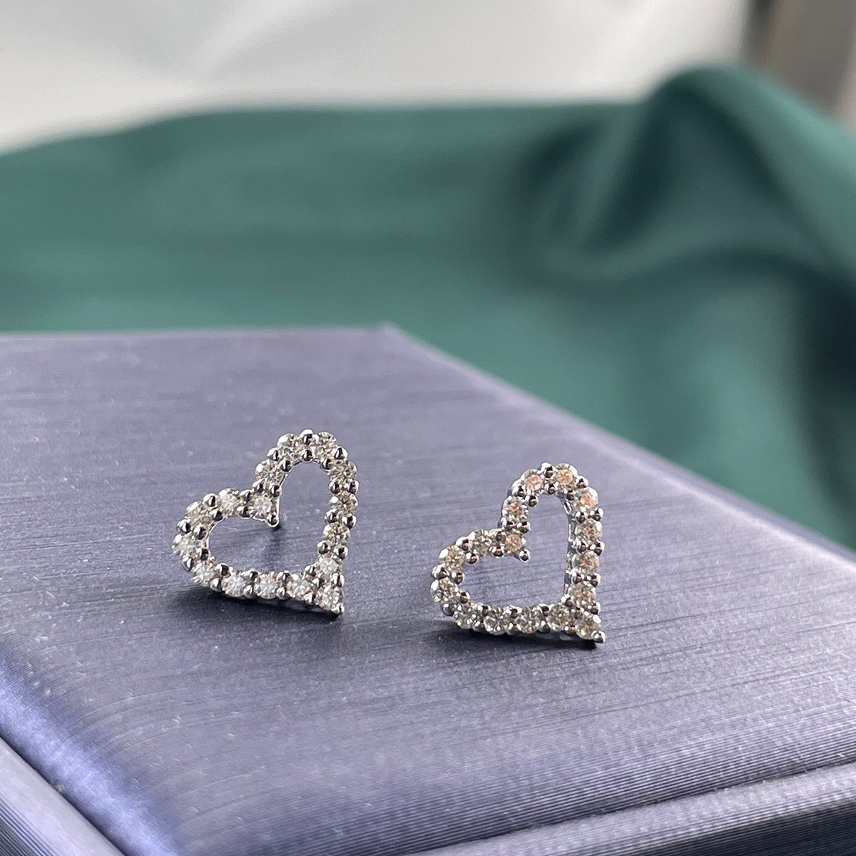 Moissanite Open Heart Pave Stud Earrings - Image 2