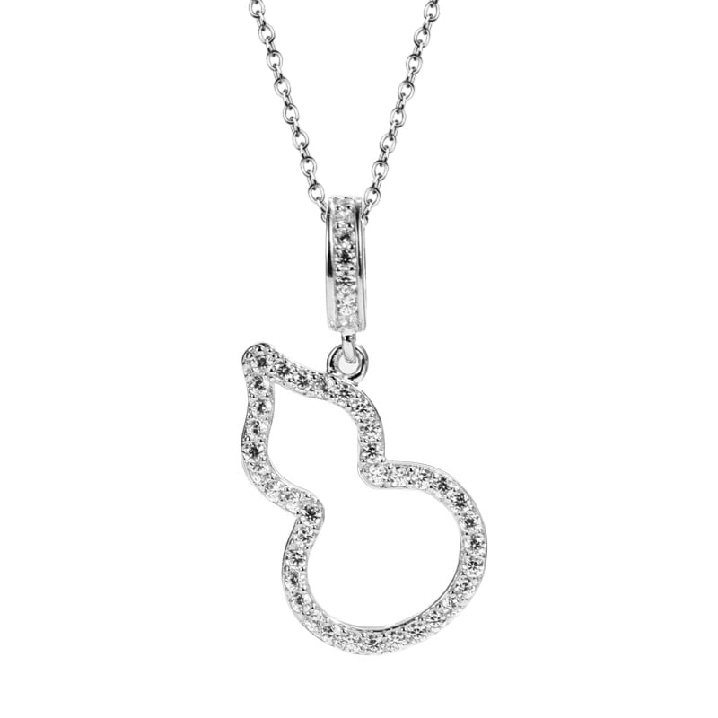 Moissanite Pavé Gourd Silhouette Pendant Necklace