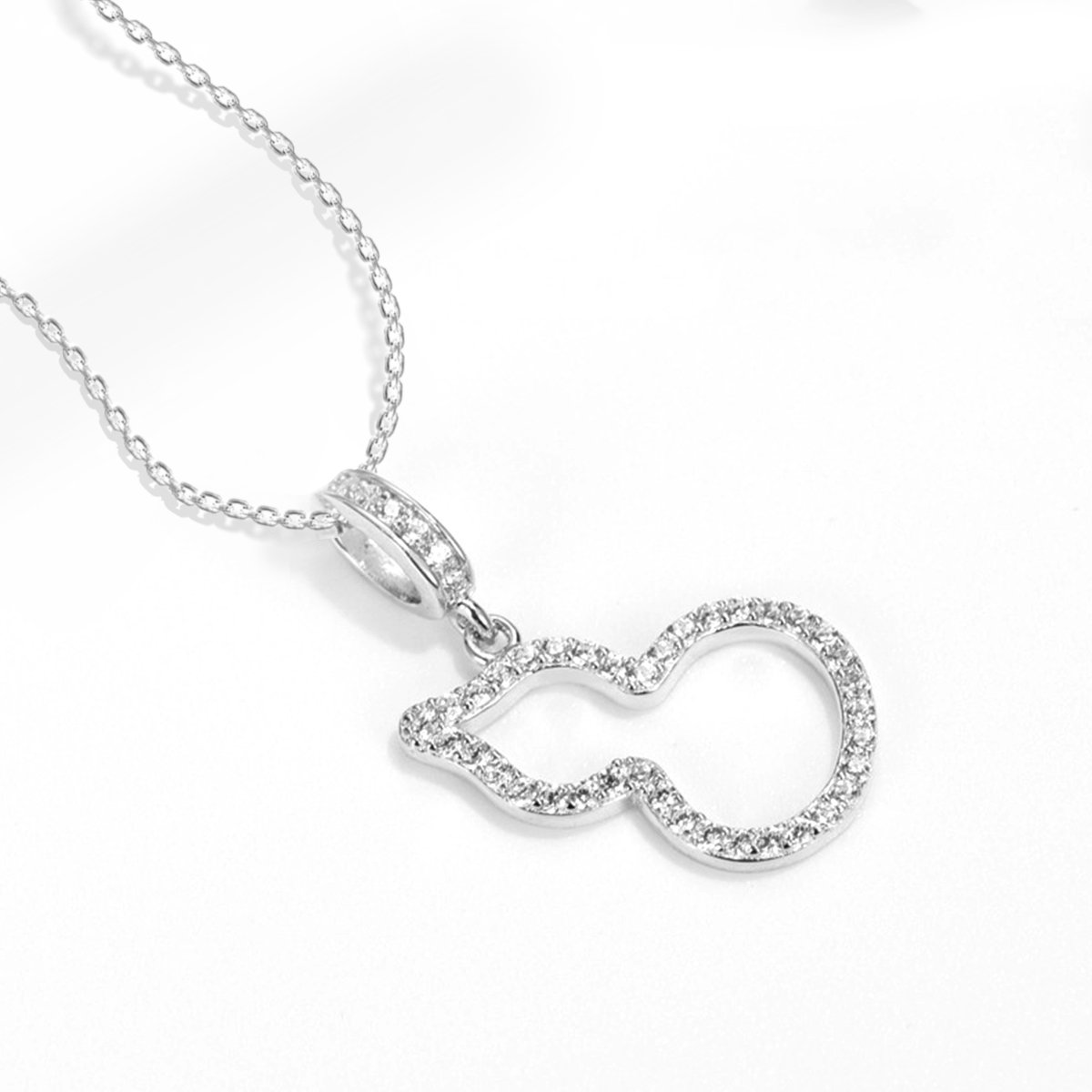 Moissanite Pavé Gourd Silhouette Pendant Necklace - Image 2