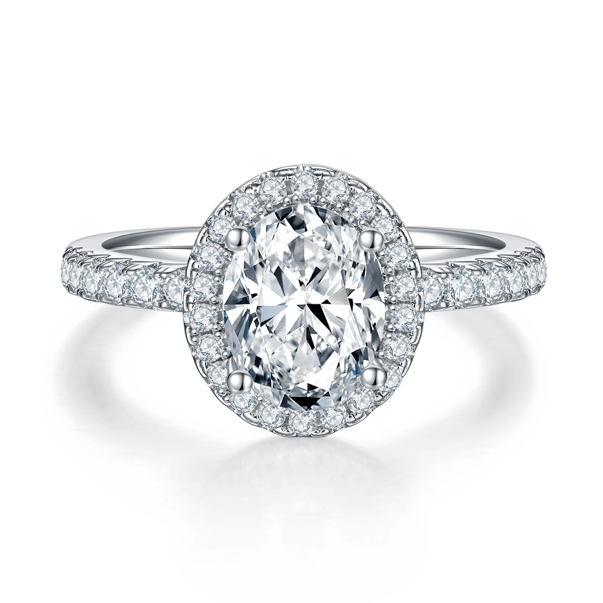 2ct Oval Moissanite Halo Pavé Ring - Image 2