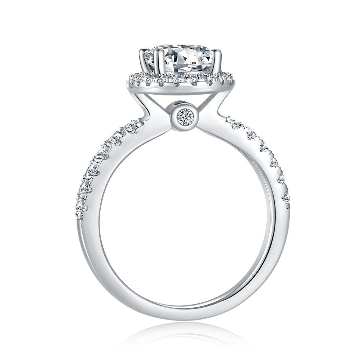 2ct Oval Moissanite Halo Pavé Ring - Image 3