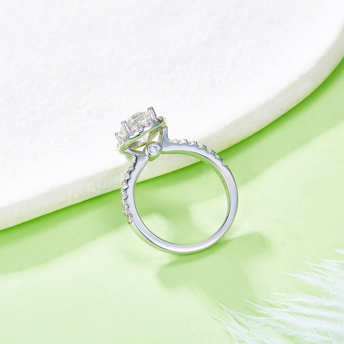 2ct Oval Moissanite Halo Pavé Ring - Image 5