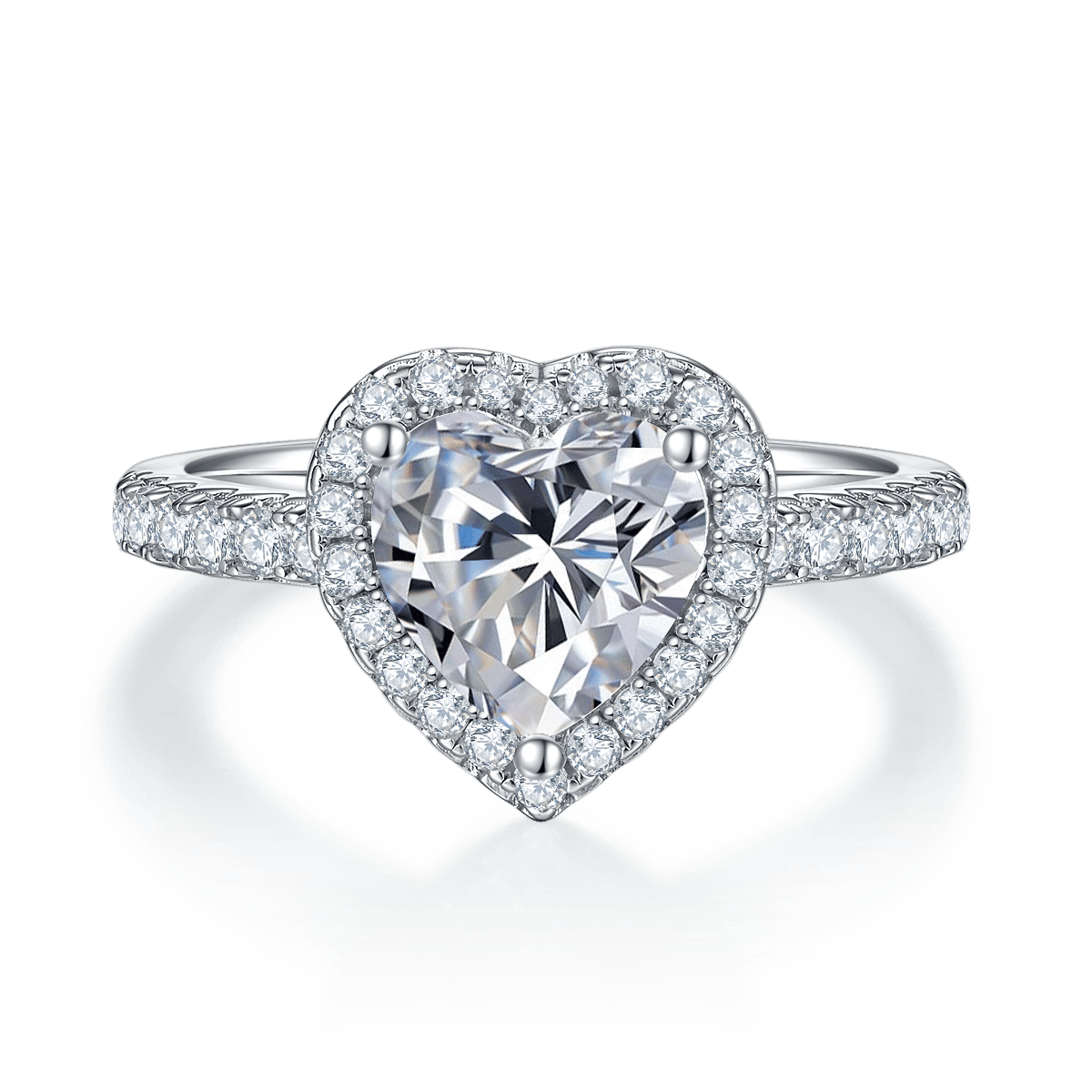 2ct Heart-Cut Moissanite Halo Pave Ring - Image 2