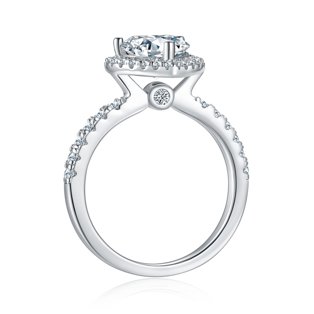 2ct Heart-Cut Moissanite Halo Pave Ring - Image 3