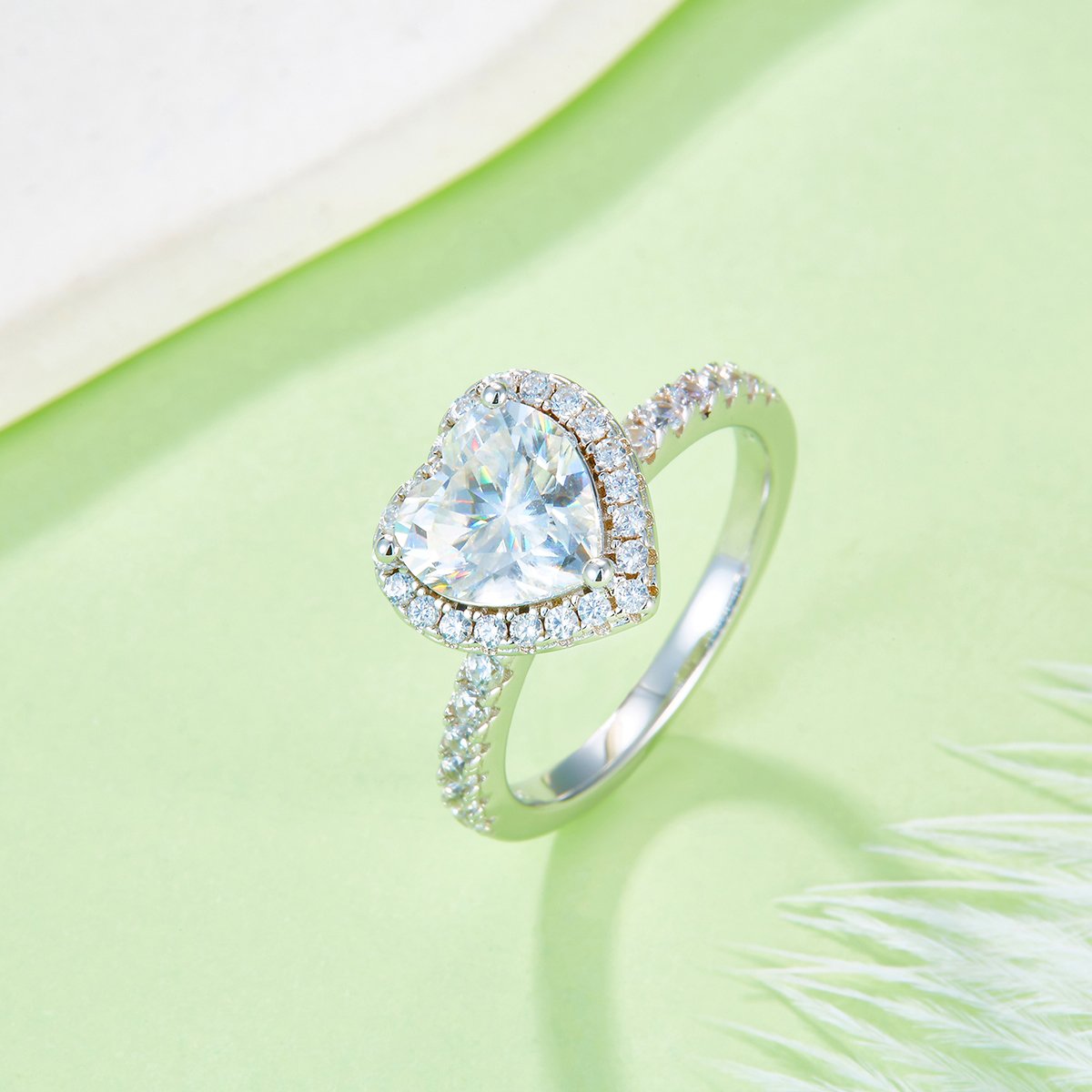 2ct Heart-Cut Moissanite Halo Pave Ring - Image 4