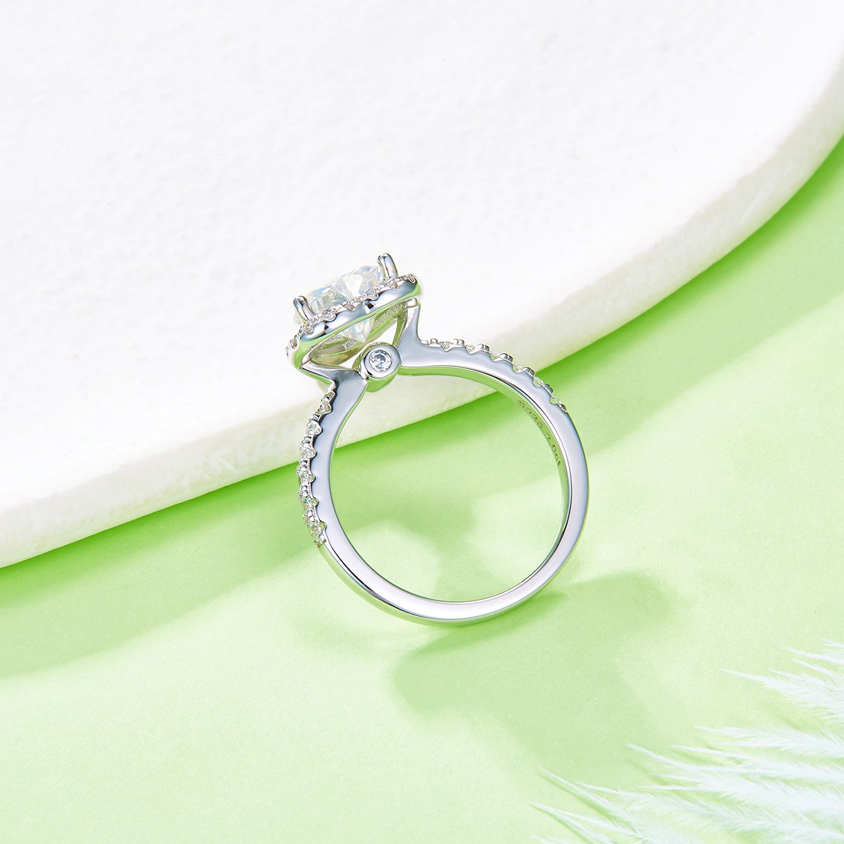 2ct Heart-Cut Moissanite Halo Pave Ring - Image 5