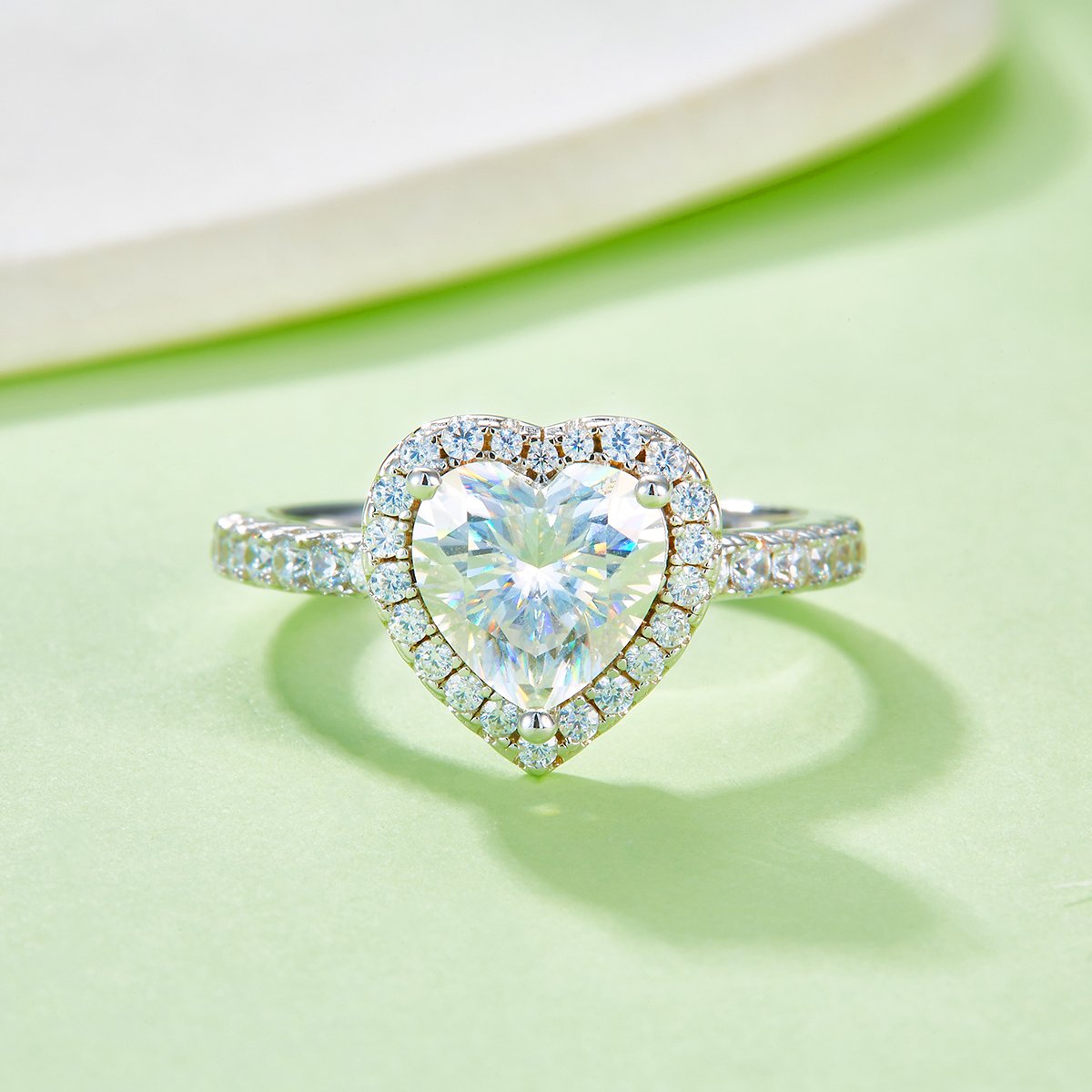 2ct Heart-Cut Moissanite Halo Pave Ring - Image 6