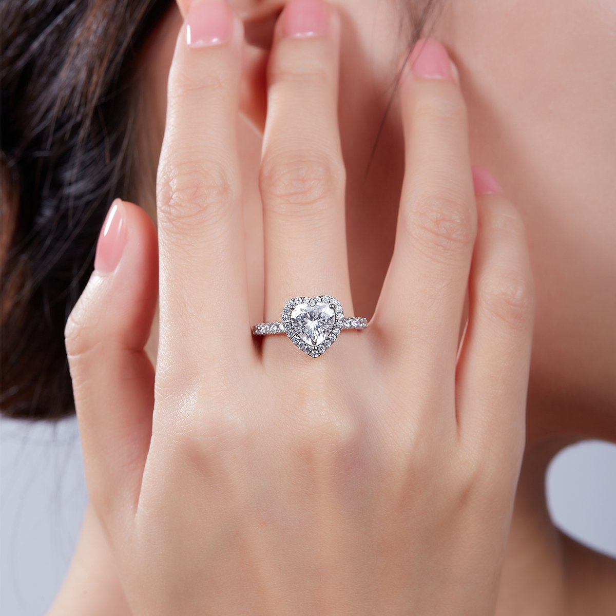 2ct Heart-Cut Moissanite Halo Pave Ring - Image 7