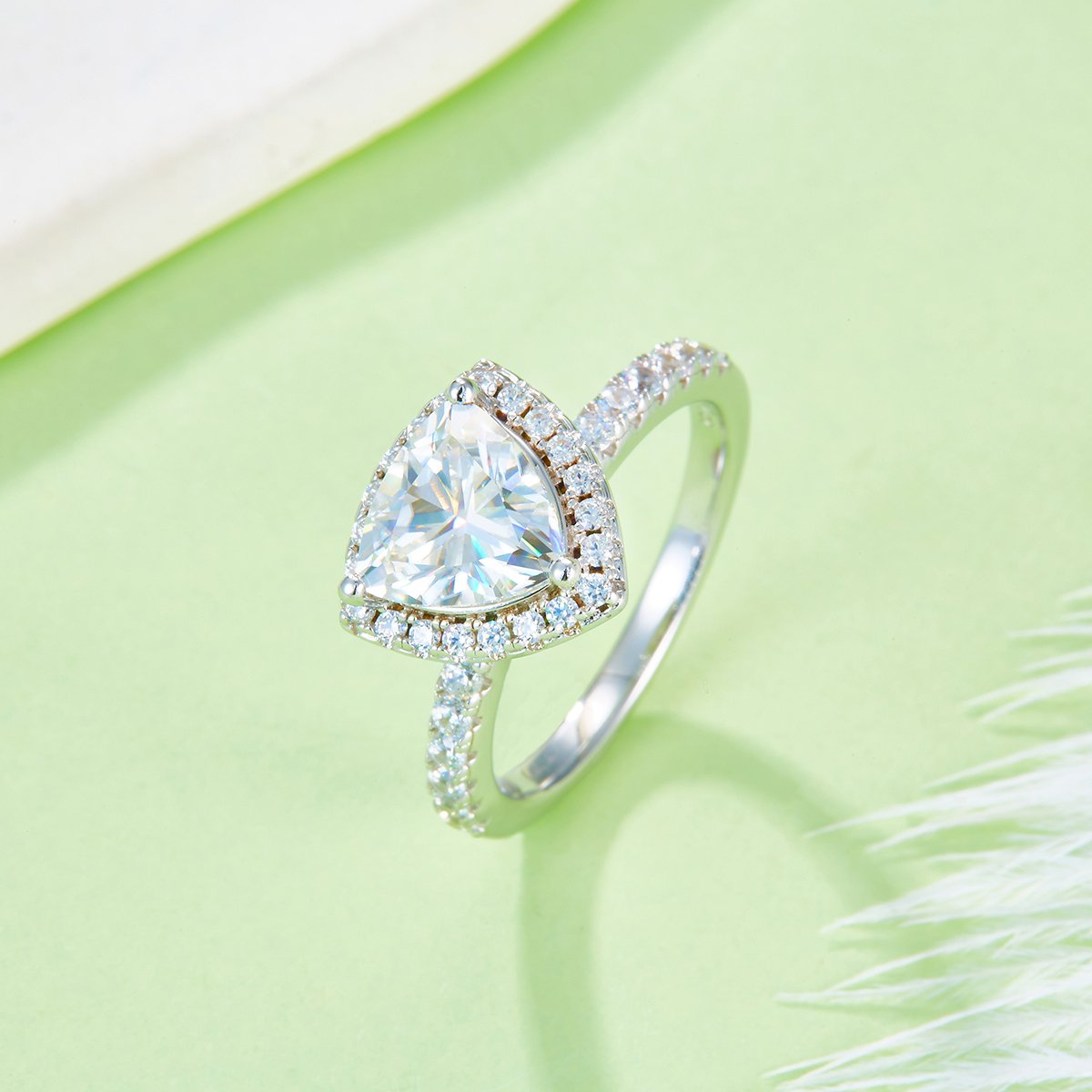 2ct Trillion-Cut Moissanite Halo Ring - Image 4