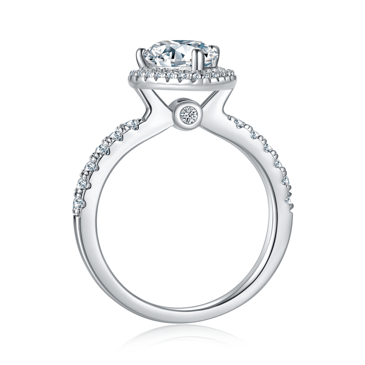 2ct Pear-Cut Moissanite Halo Ring | Pave Crossover Band | 925 Sterling Silver - Image 3