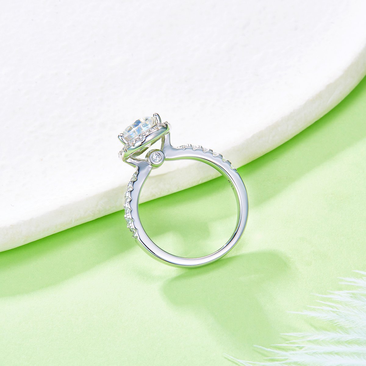 2ct Pear-Cut Moissanite Halo Ring | Pave Crossover Band | 925 Sterling Silver - Image 5