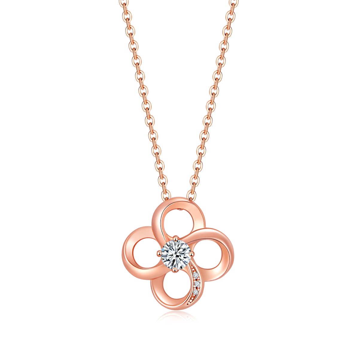 Rose Gold Clover Moissanite Pendant Necklace