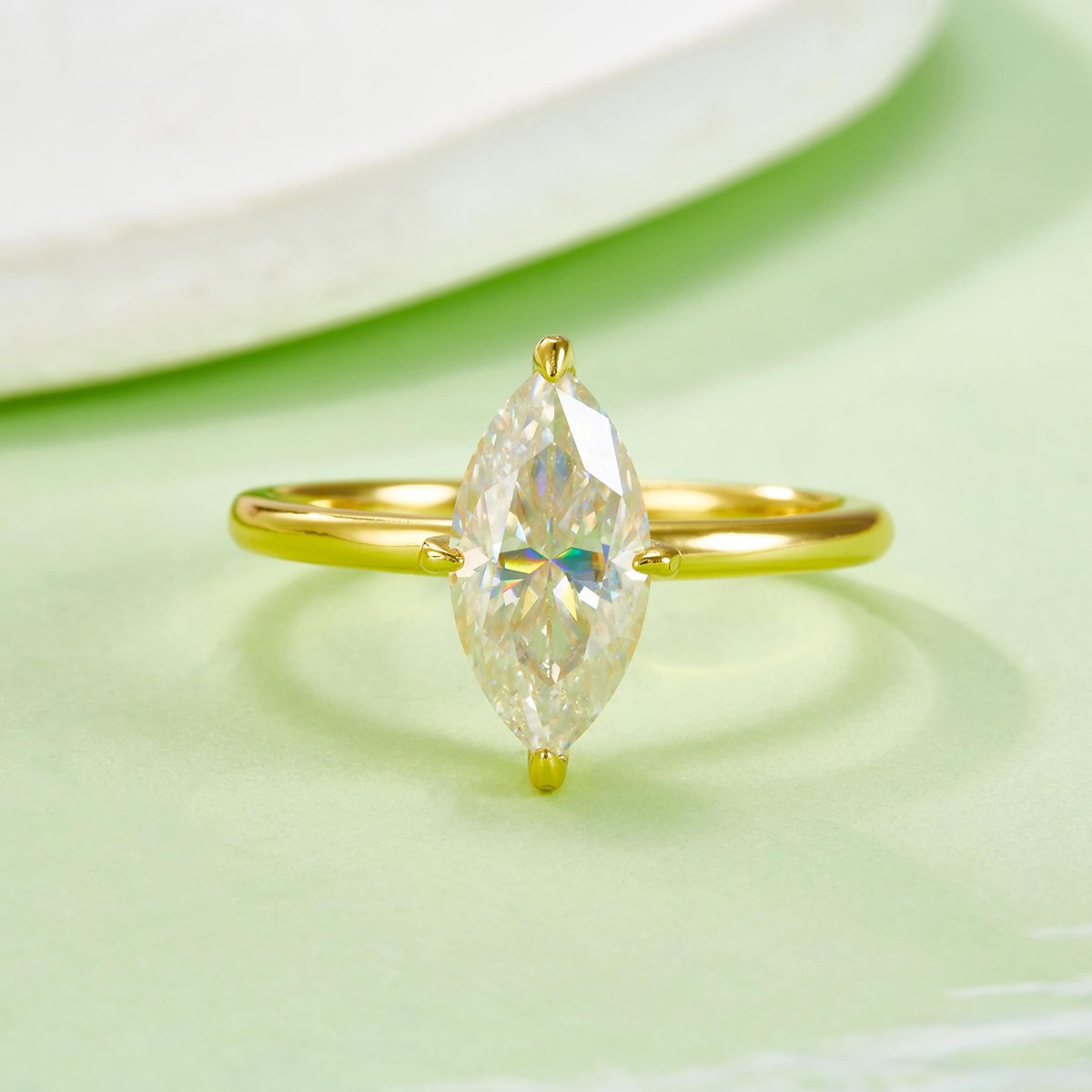 Marquise Moissanite Solitaire | 2ct DEW Yellow Gold - Image 2