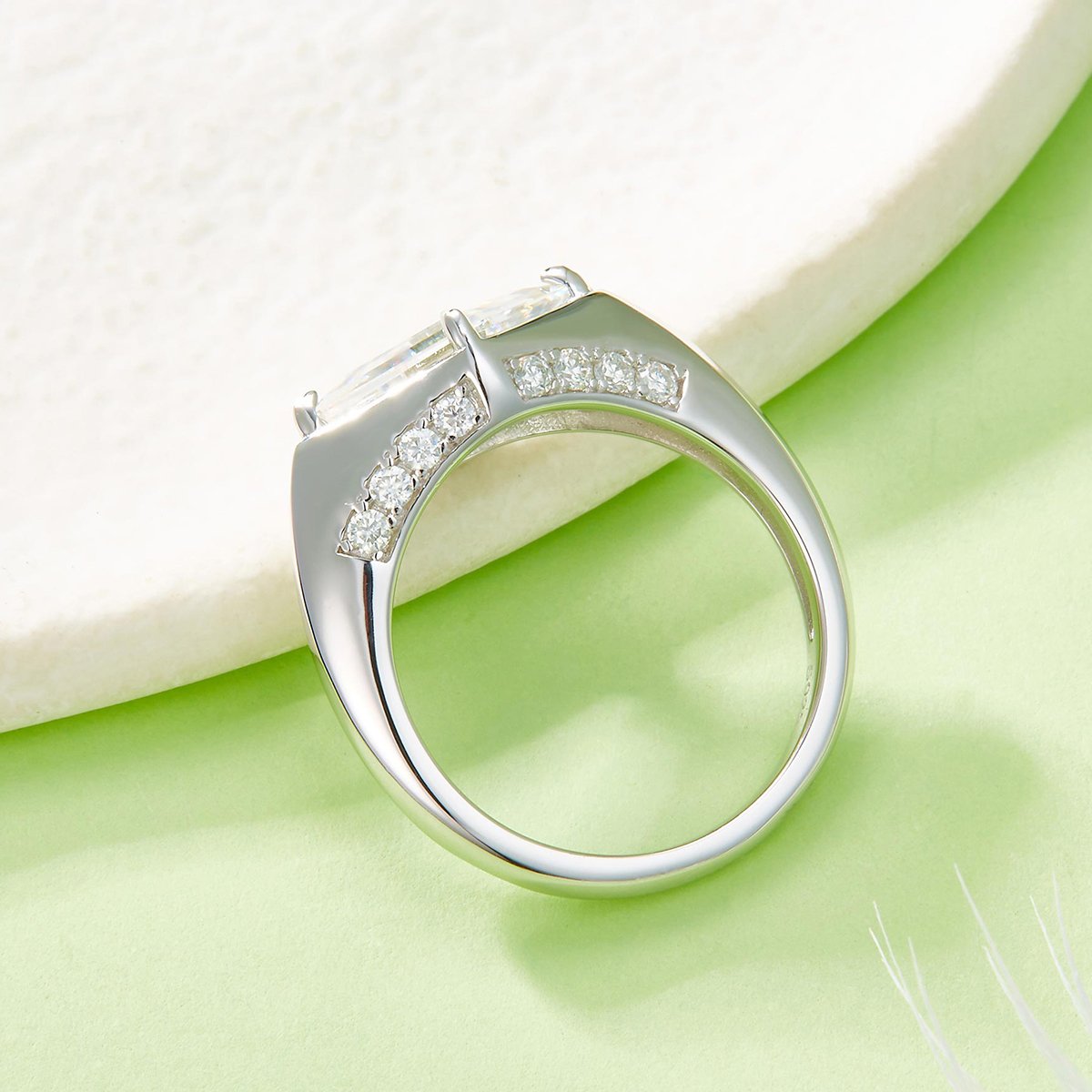 Lozenge-Cut Moissanite Bypass Ring in 18K White Gold - Image 3