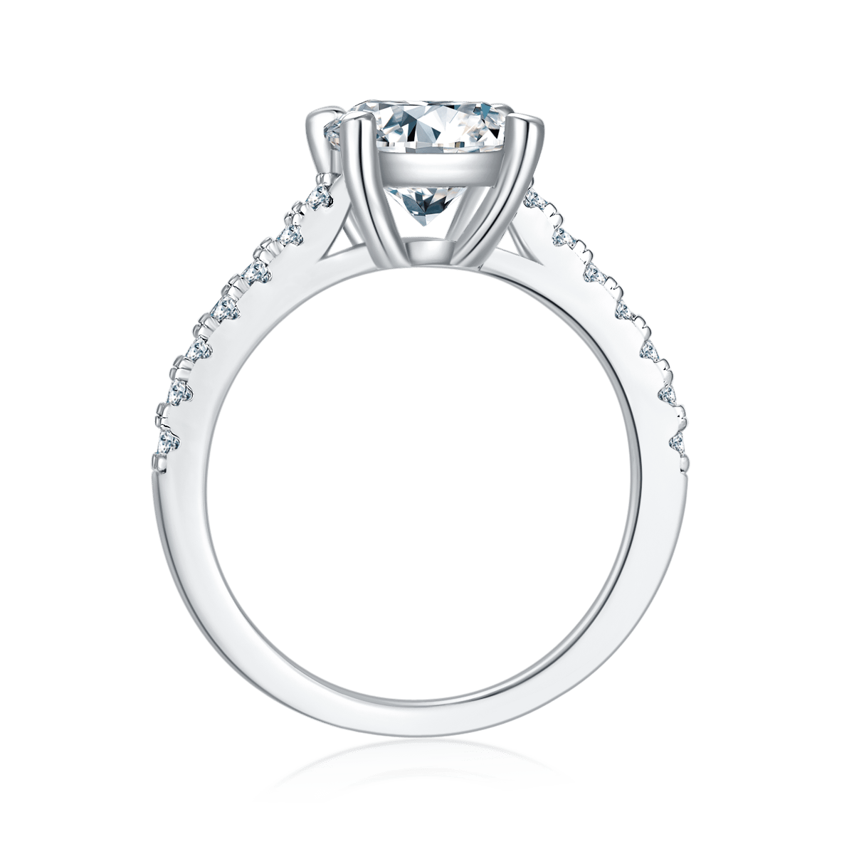 2ct Round Moissanite Pavé Solitaire Ring | 8mm DEW | 925 Silver - Image 3