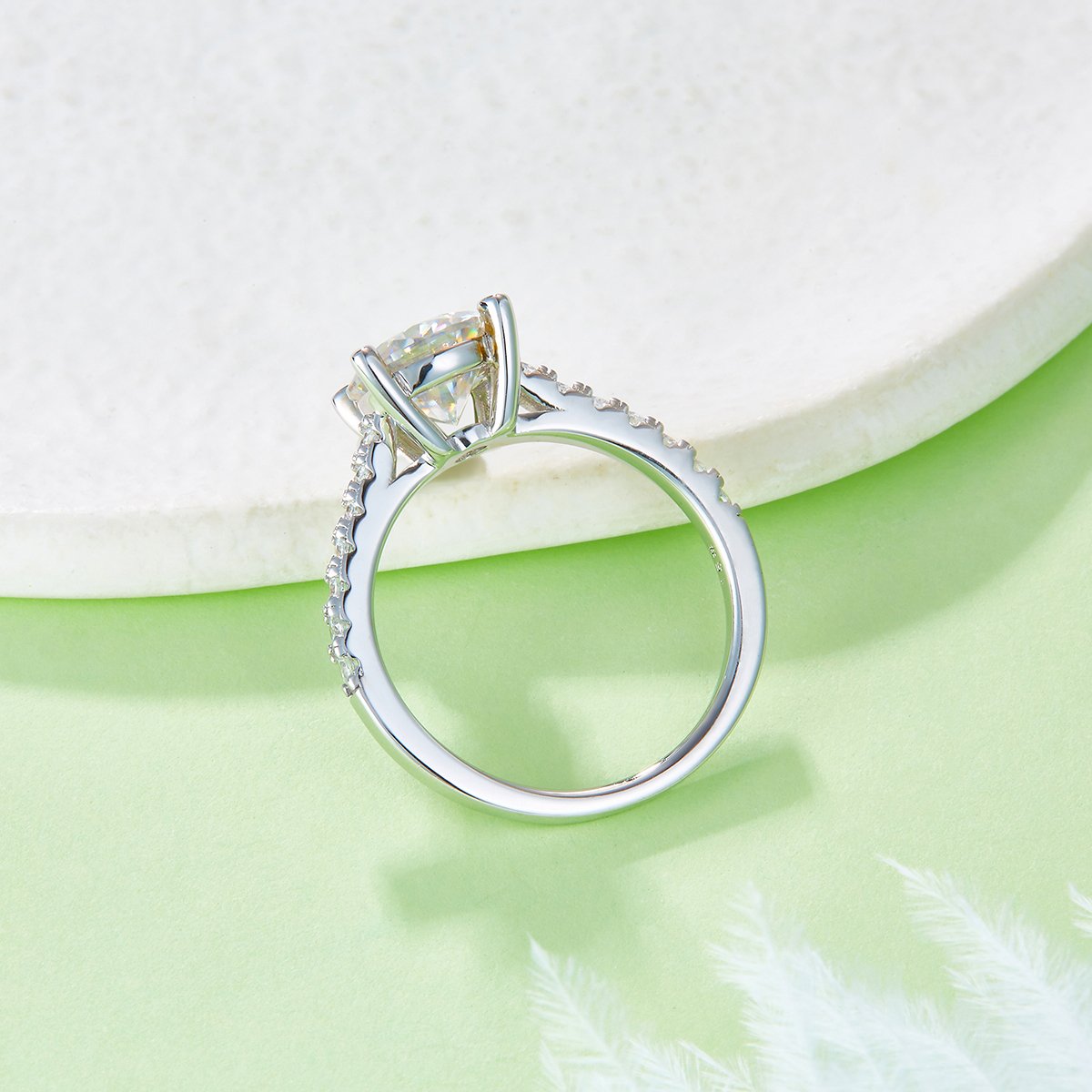 2ct Round Moissanite Pavé Solitaire Ring | 8mm DEW | 925 Silver - Image 5