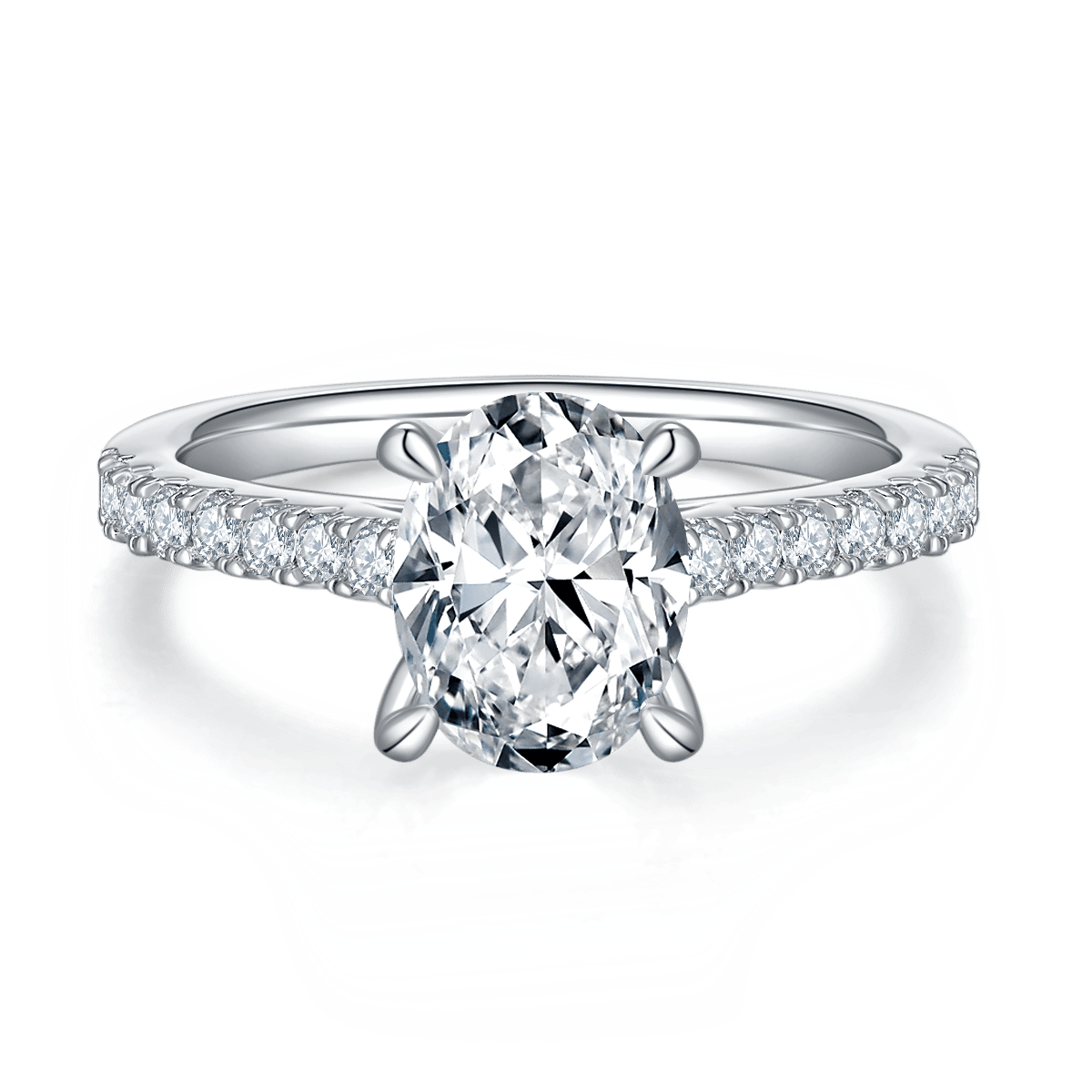 2ct Oval-Cut Moissanite Pavé Solitaire Ring - Image 2