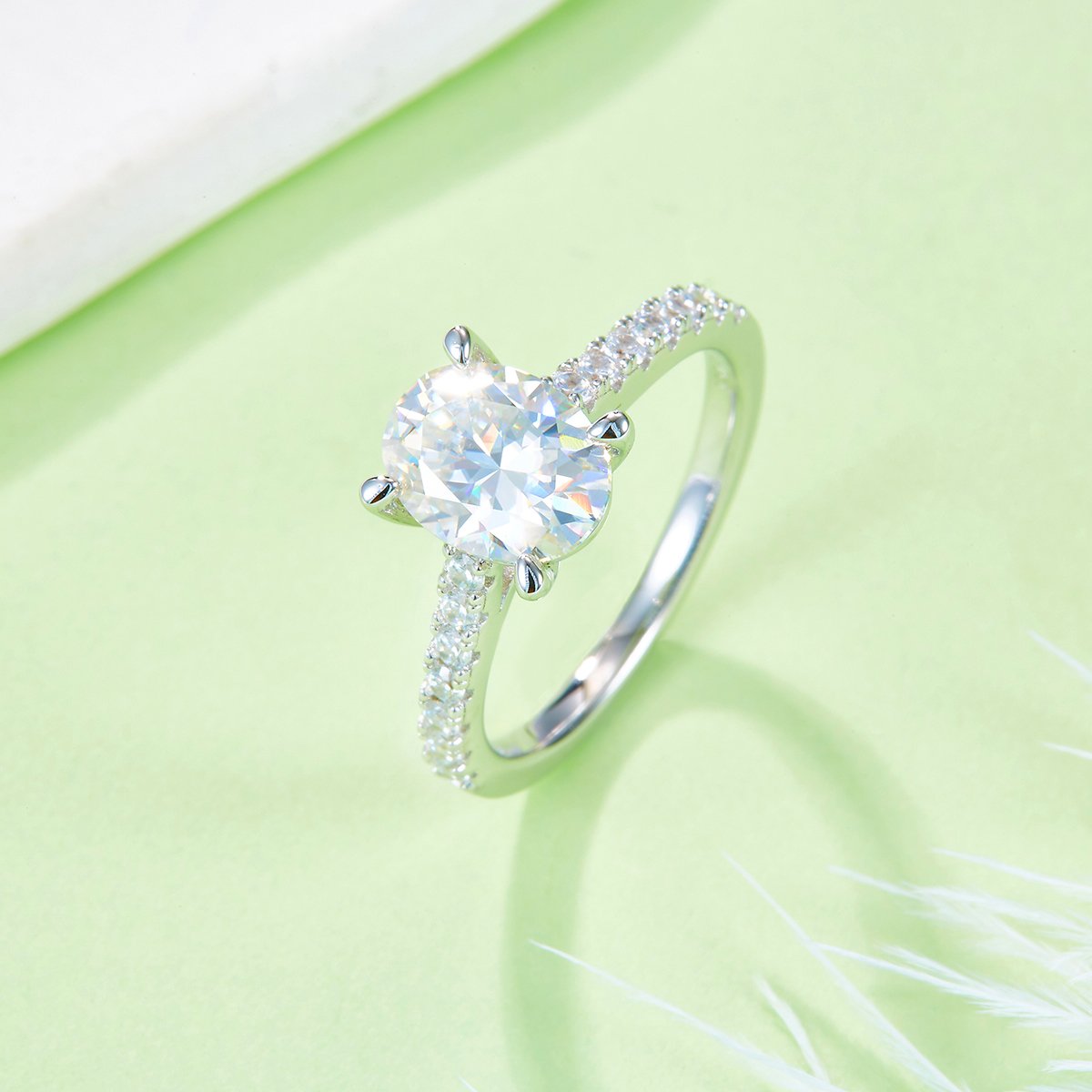 2ct Oval-Cut Moissanite Pavé Solitaire Ring - Image 4