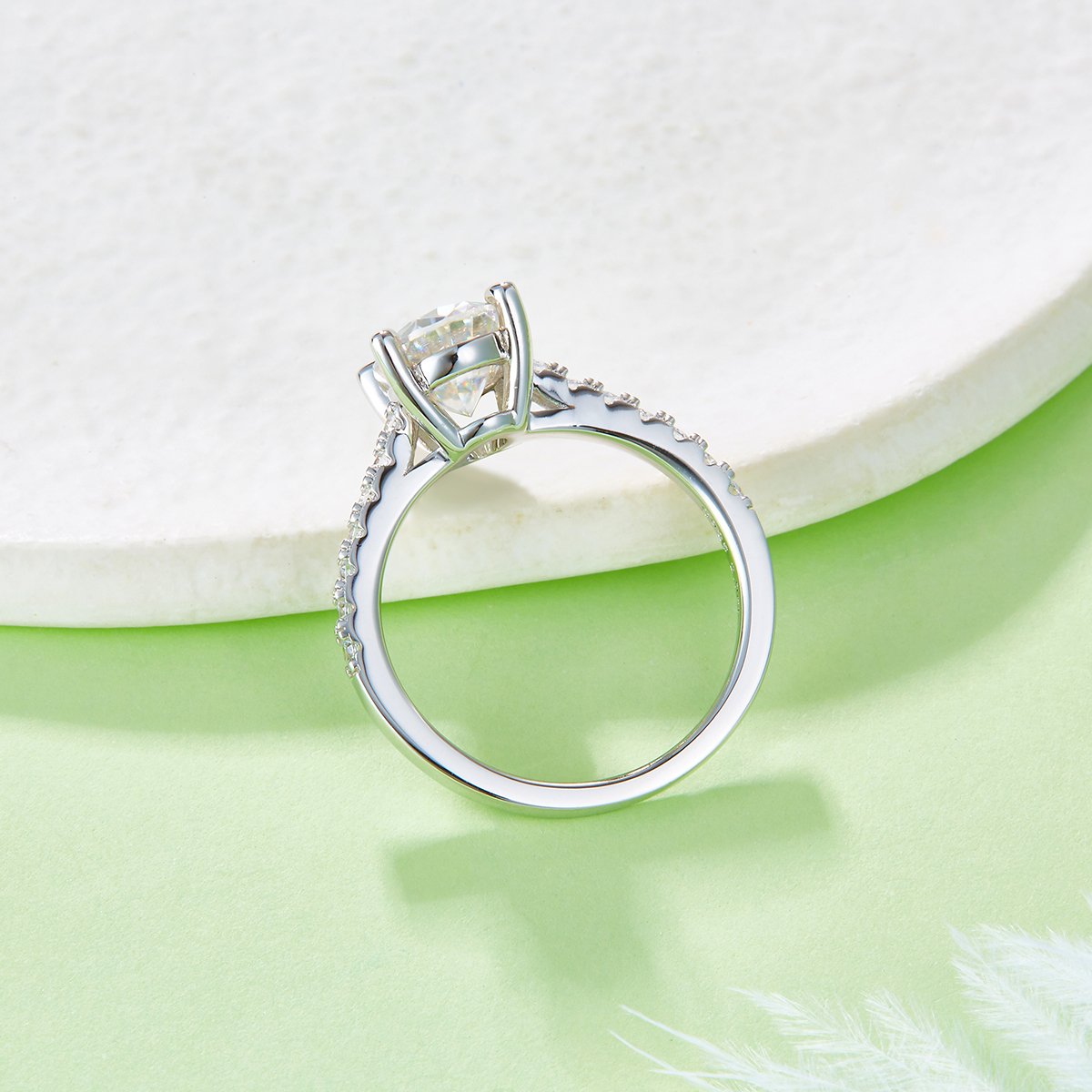 2ct Oval-Cut Moissanite Pavé Solitaire Ring - Image 5