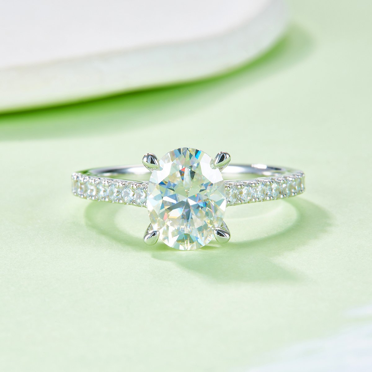 2ct Oval-Cut Moissanite Pavé Solitaire Ring - Image 6