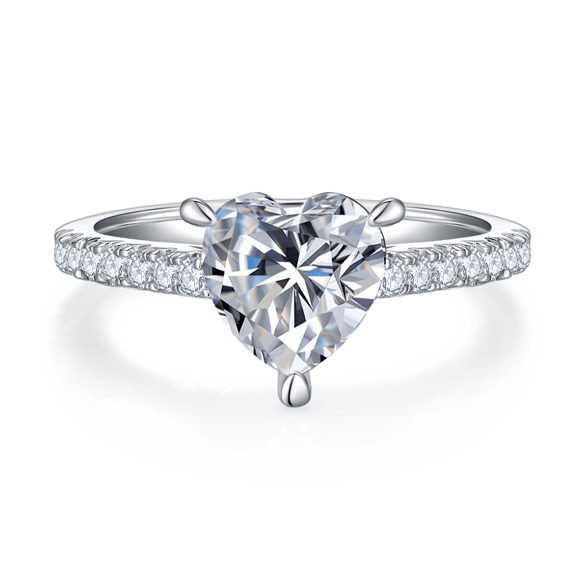 2ct Heart-Cut Moissanite Solitaire Pavé Ring - Image 2