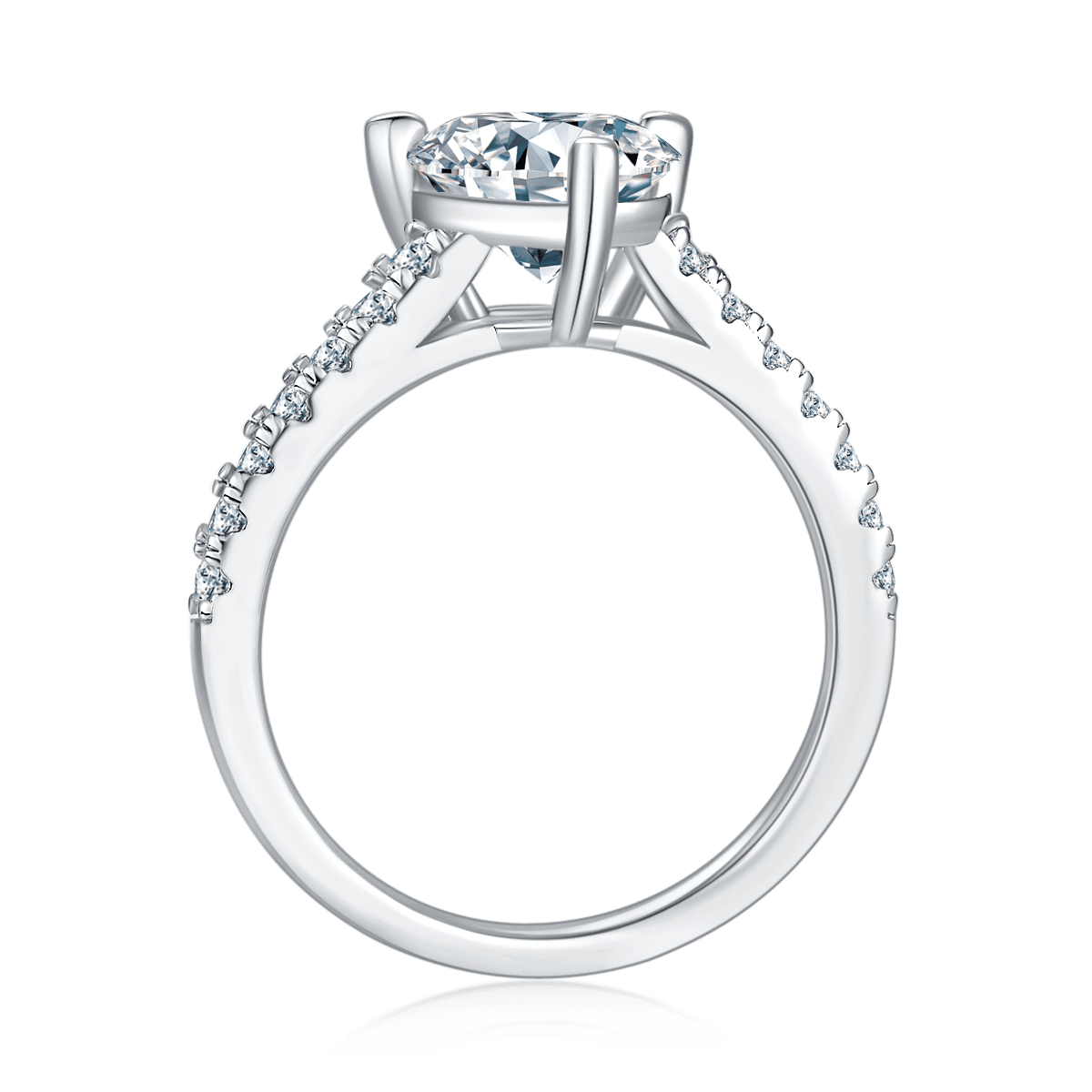 2ct Heart-Cut Moissanite Solitaire Pavé Ring - Image 3