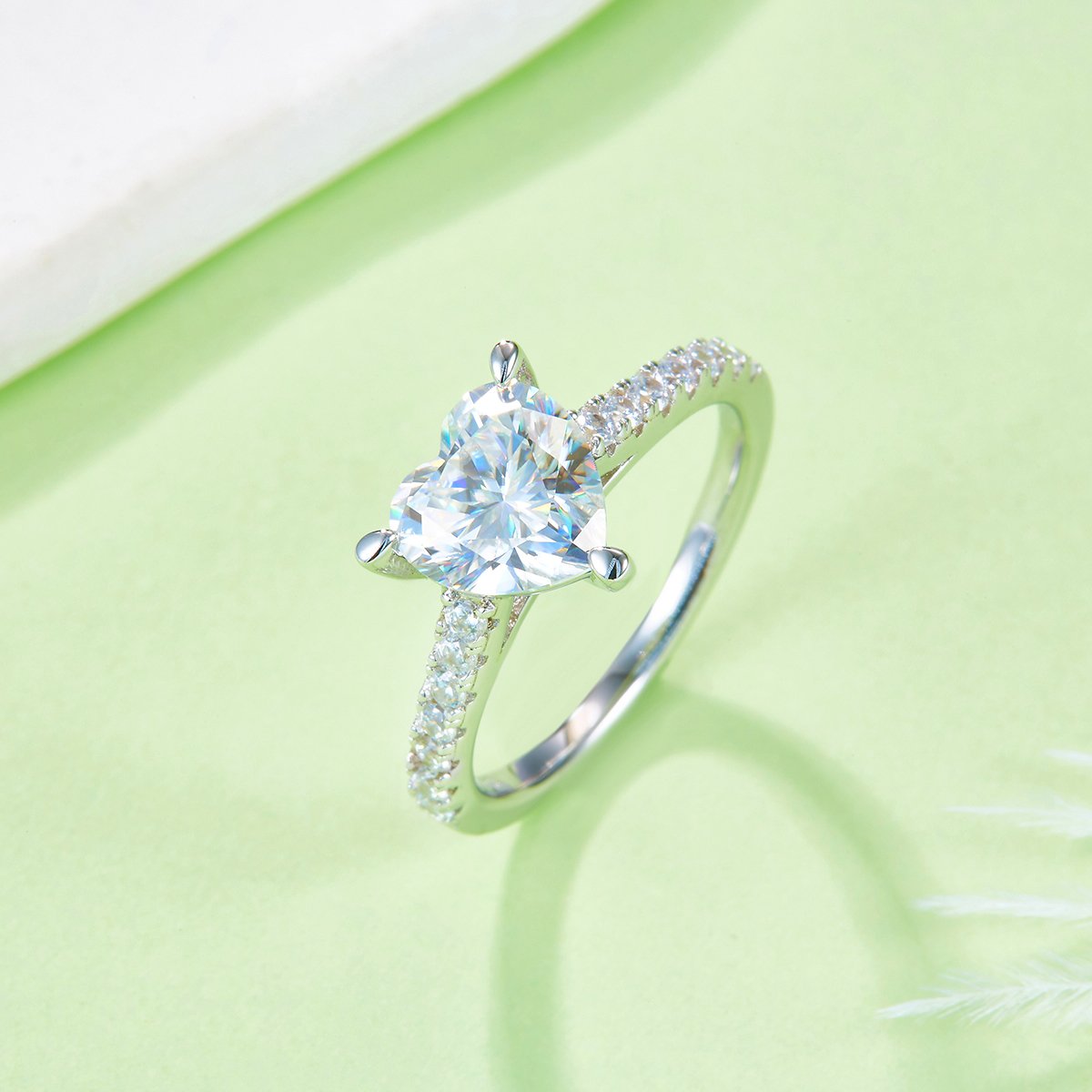 2ct Heart-Cut Moissanite Solitaire Pavé Ring - Image 4