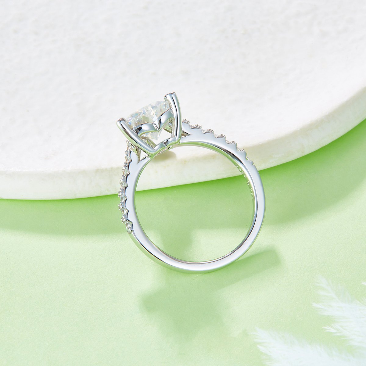 2ct Heart-Cut Moissanite Solitaire Pavé Ring - Image 5