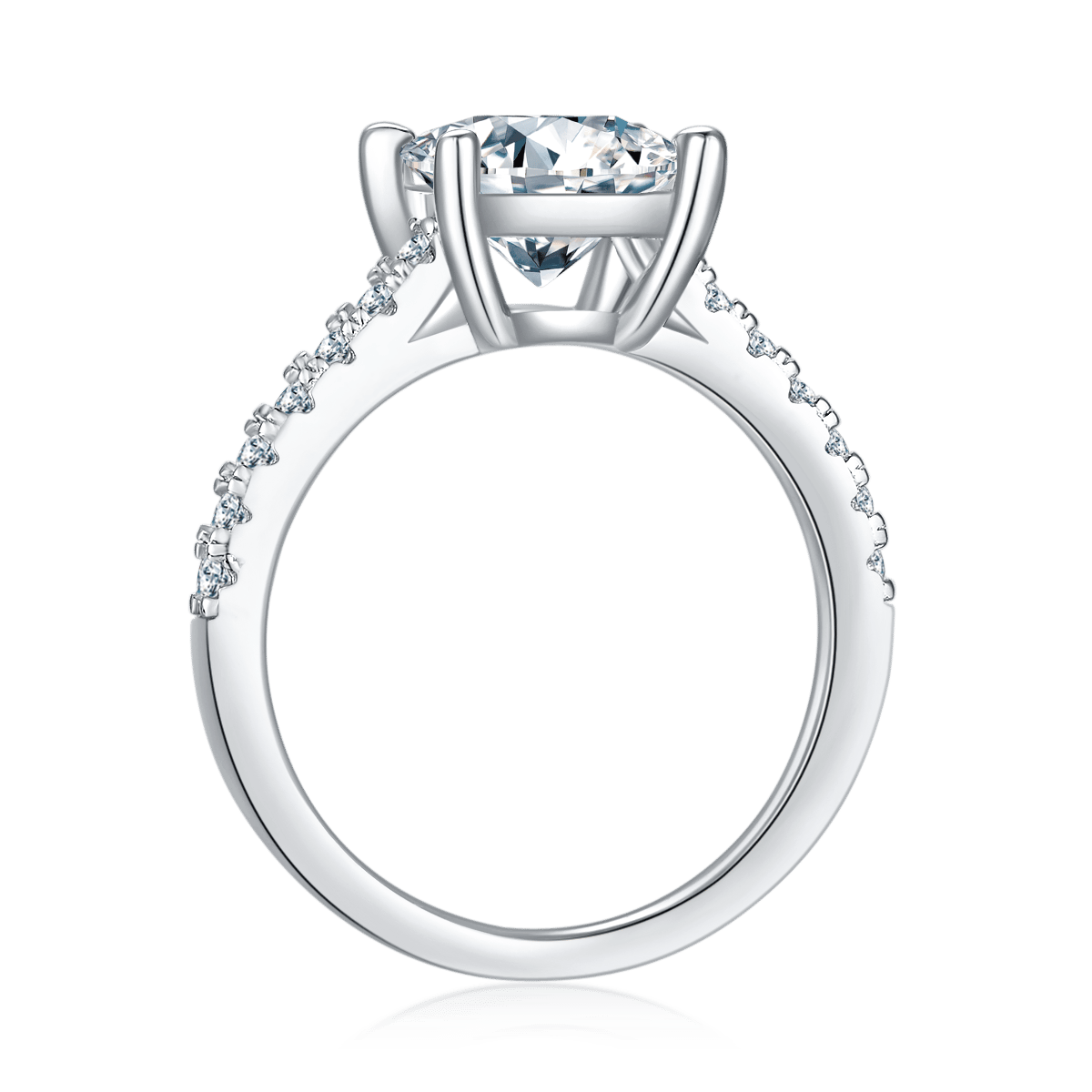 2ct Princess-Cut Moissanite Pavé Solitaire Ring | 7mm DEF VVS | 925 Silver - Image 3