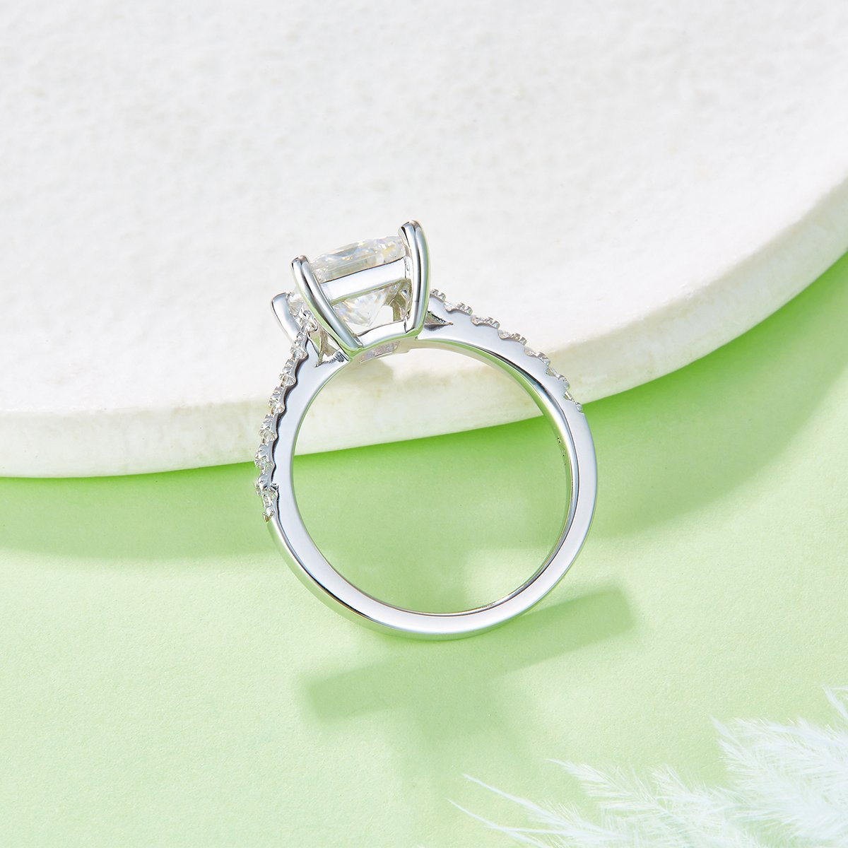 2ct Princess-Cut Moissanite Pavé Solitaire Ring | 7mm DEF VVS | 925 Silver - Image 5