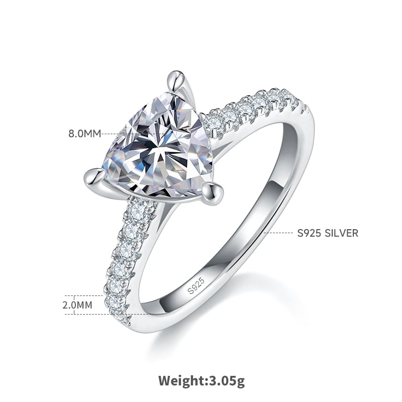 2ct Trillion-Cut Moissanite Pavé Solitaire Ring