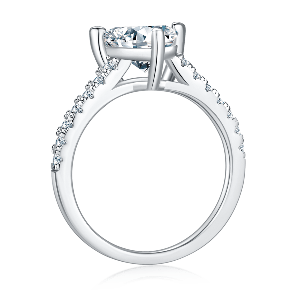 2ct Trillion-Cut Moissanite Pavé Solitaire Ring - Image 3