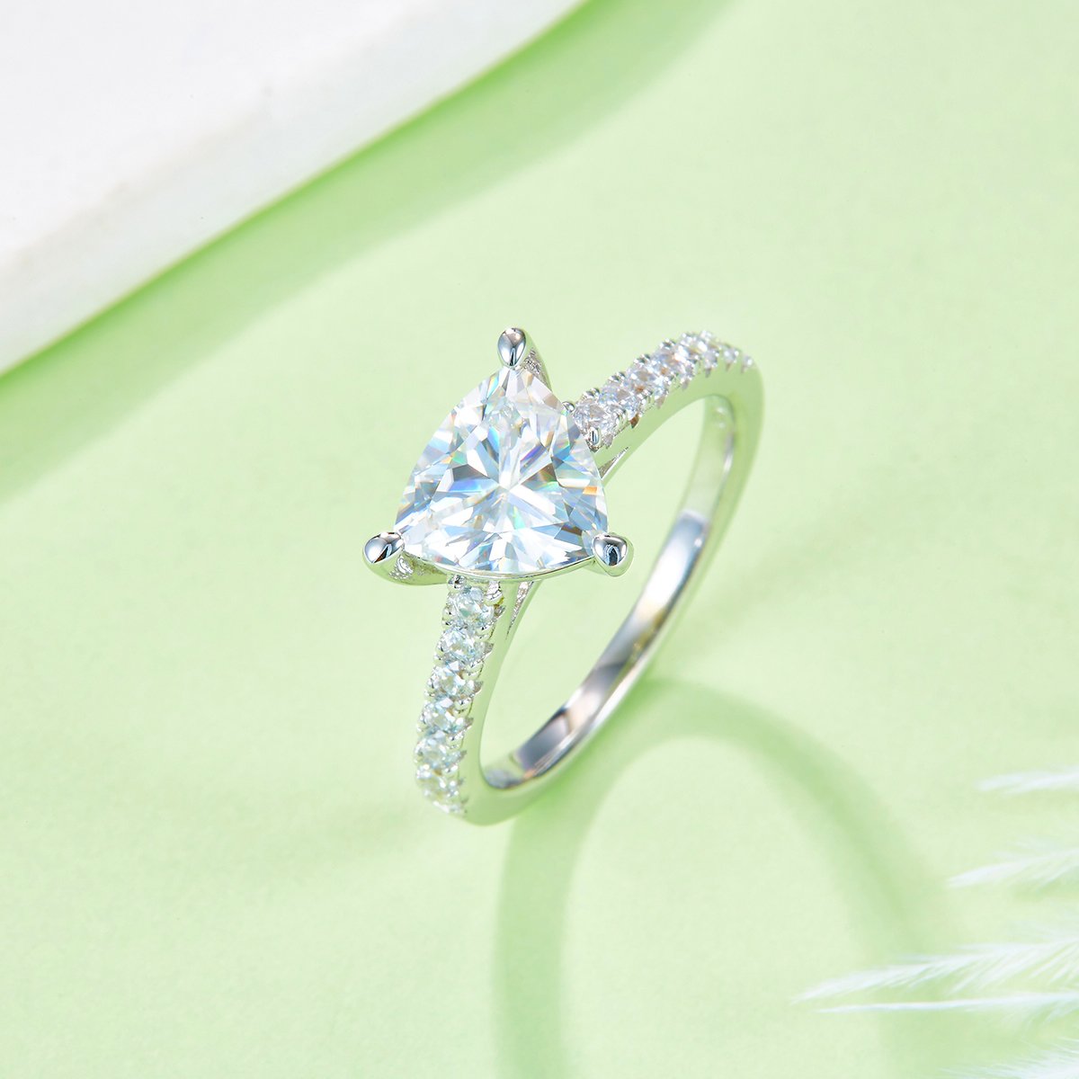2ct Trillion-Cut Moissanite Pavé Solitaire Ring - Image 4