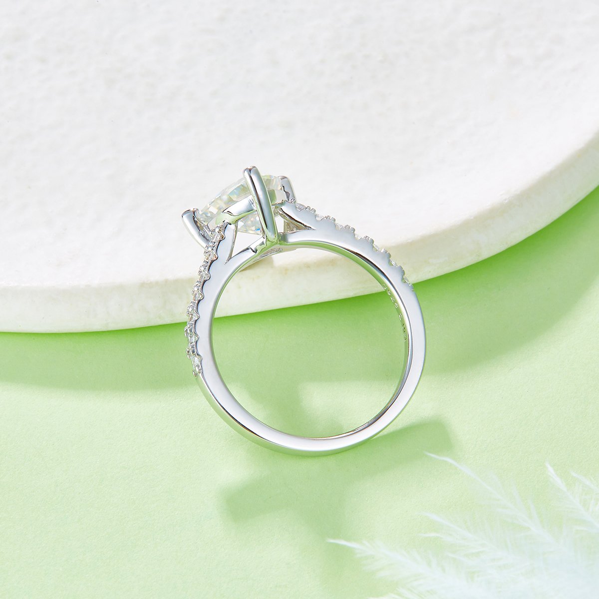 2ct Trillion-Cut Moissanite Pavé Solitaire Ring - Image 5