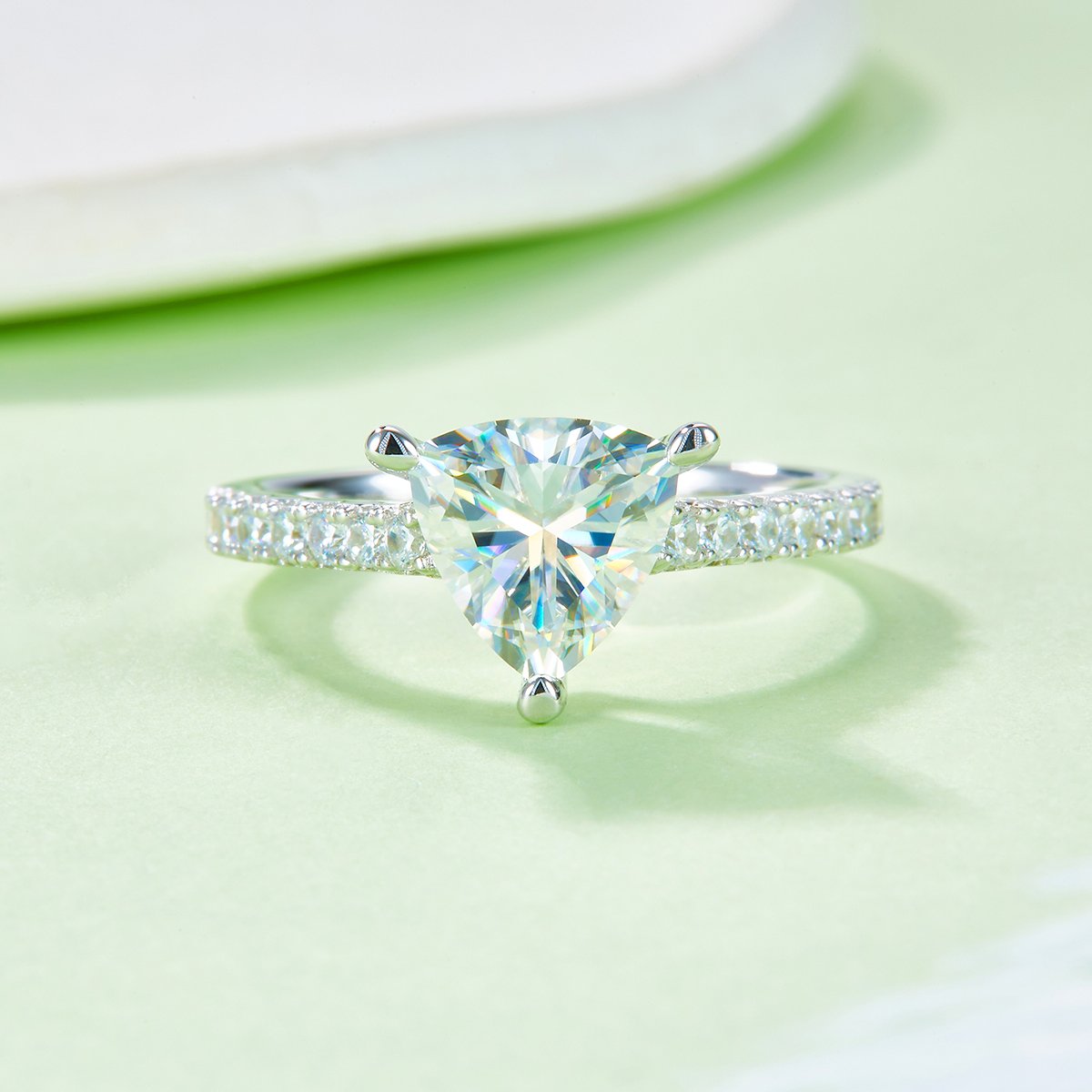 2ct Trillion-Cut Moissanite Pavé Solitaire Ring - Image 6