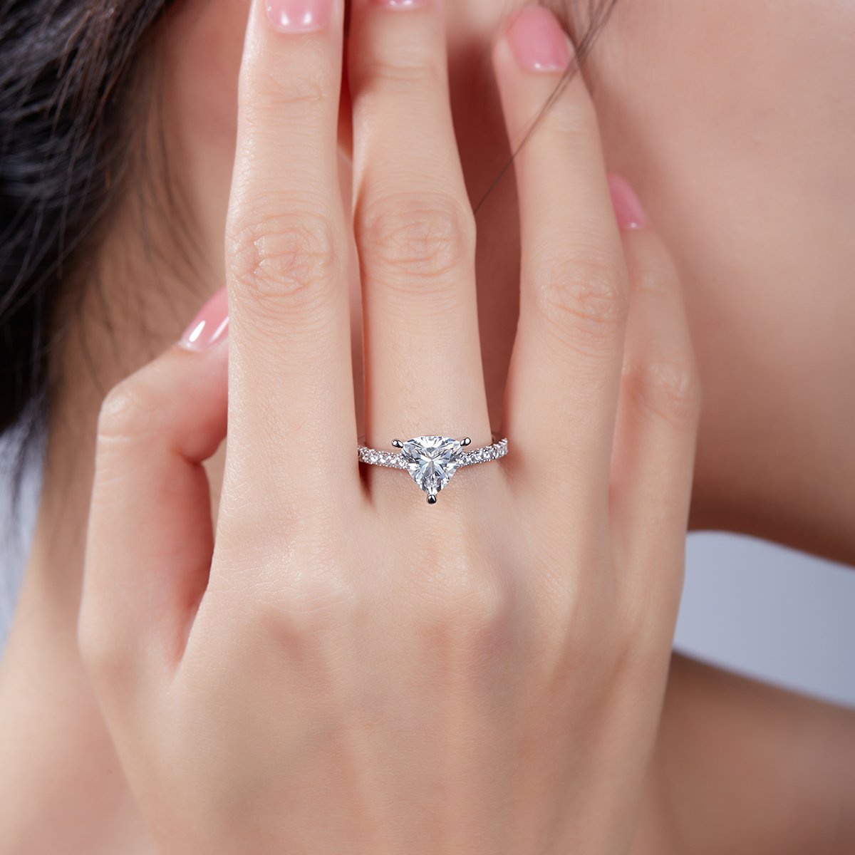 2ct Trillion-Cut Moissanite Pavé Solitaire Ring - Image 7