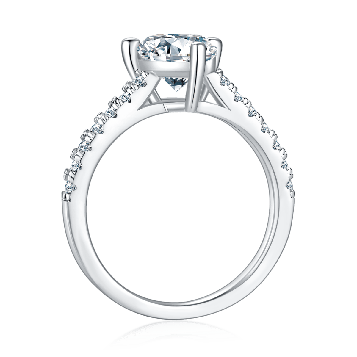 2ct Pear-Cut Moissanite Pavé Solitaire Ring | DEF VVS | 925 Silver - Image 3