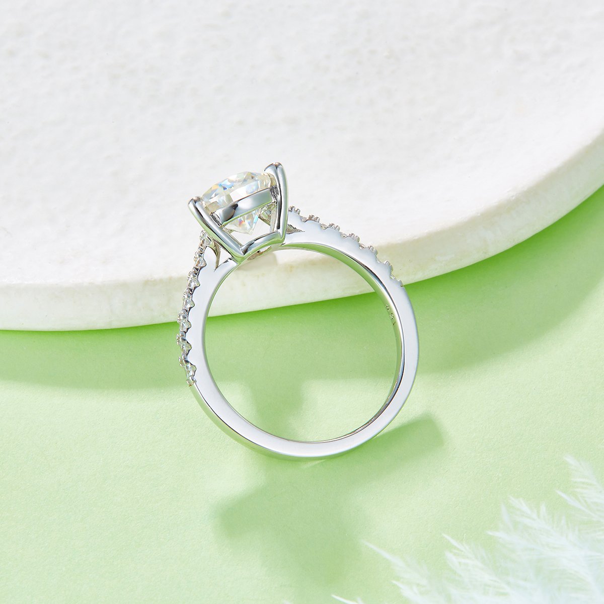 2ct Pear-Cut Moissanite Pavé Solitaire Ring | DEF VVS | 925 Silver - Image 5