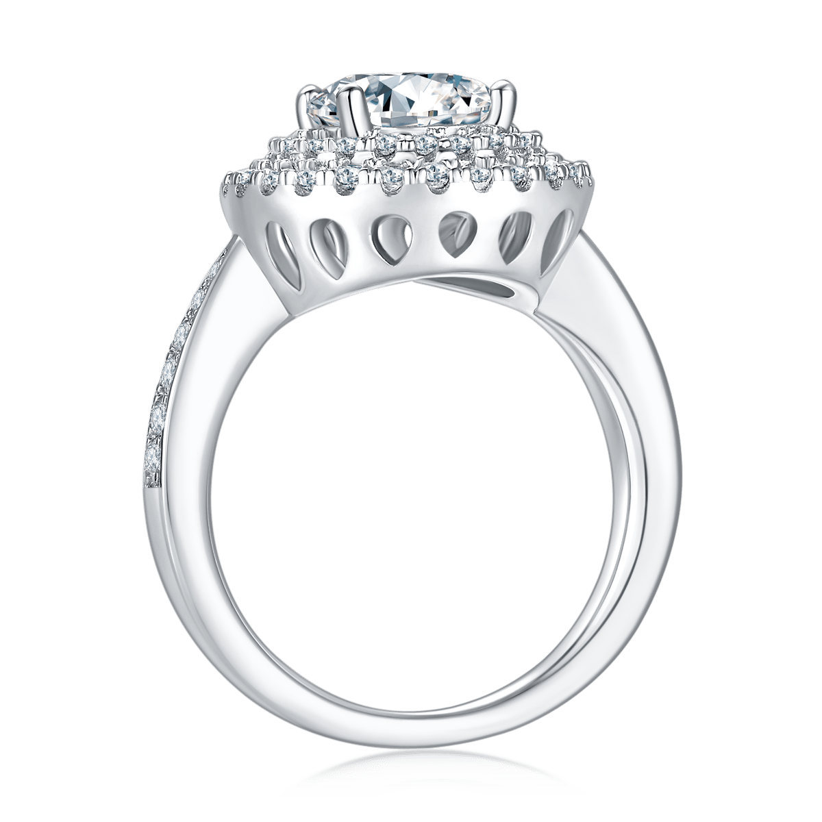 2ct Round Moissanite Double Halo Ring | DEF Colorless VVS | 925 Sterling Silver - Image 3