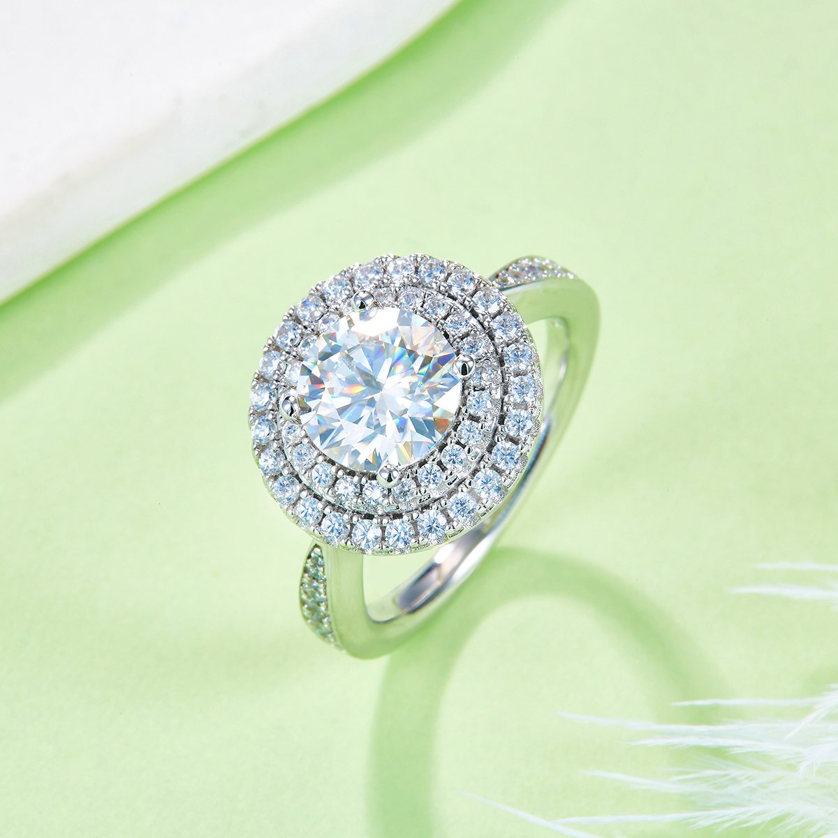 2ct Round Moissanite Double Halo Ring | DEF Colorless VVS | 925 Sterling Silver - Image 4
