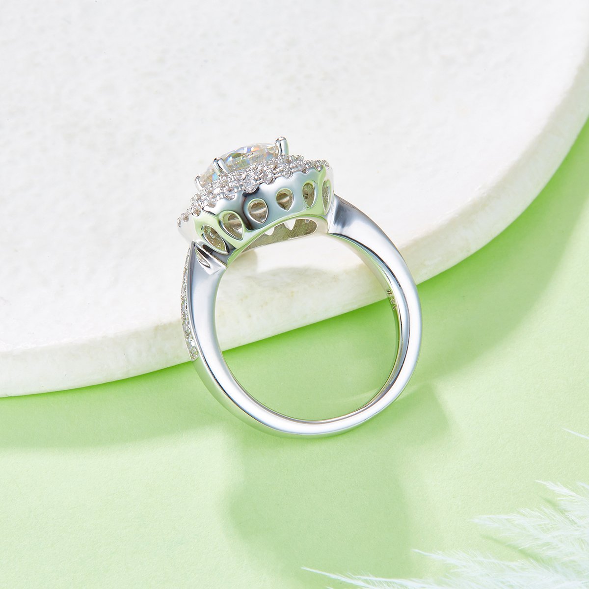 2ct Round Moissanite Double Halo Ring | DEF Colorless VVS | 925 Sterling Silver - Image 5