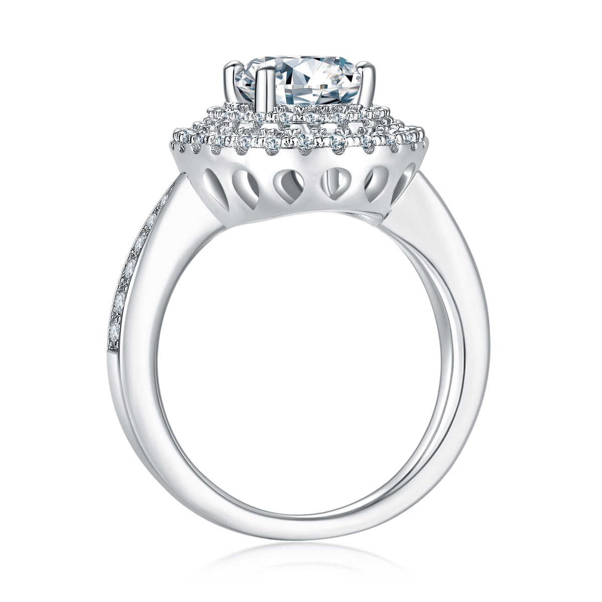 2ct Oval-Cut Moissanite Double-Halo Ring | 925 Sterling Silver - Image 3